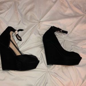 Black Velvet wedges.